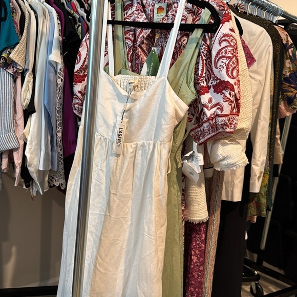 L'AGENCE White Maxi Dress L'Agence Jessamy Empire Waist MIDI Dress - Picture 3 of 8